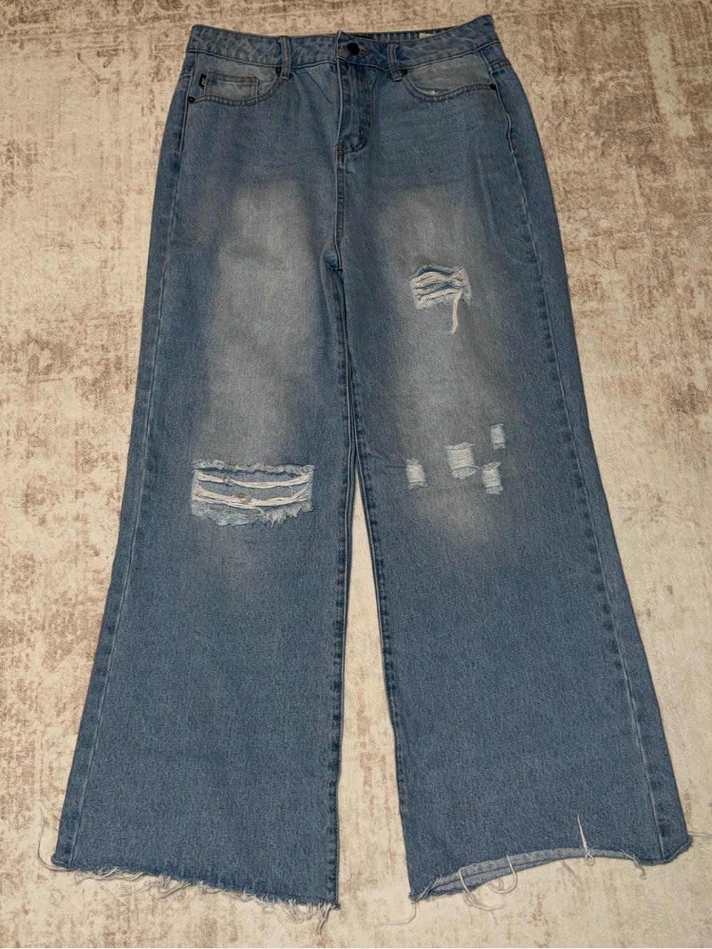Parker Jeans Wide Leg Distressed Women’s Jeans Light Blue Size 15